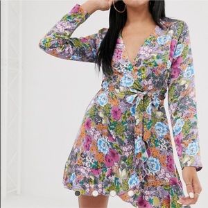 ASOS misguided floral wrap dress